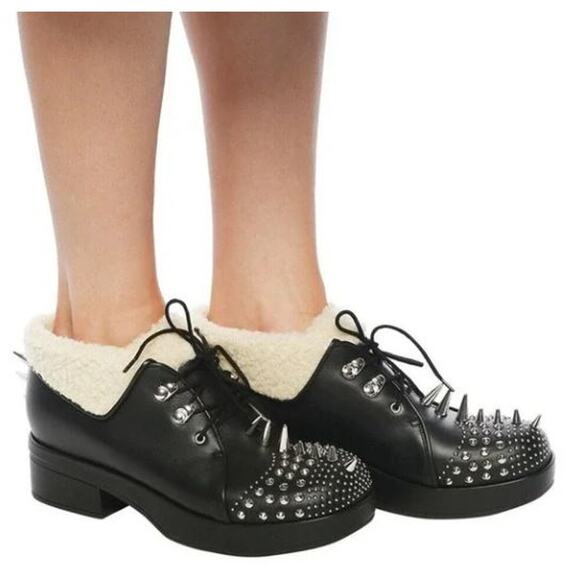 Gucci Harlem Black Leather Stud Shearling Combat Ankle Boots EU 36.5 US 6.5 - Picture 14 of 14